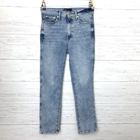 Gap Denim Women's Jeans High Rise Vintage Slim Straight Leg Light Wash size 0 - Picture 1 of 9